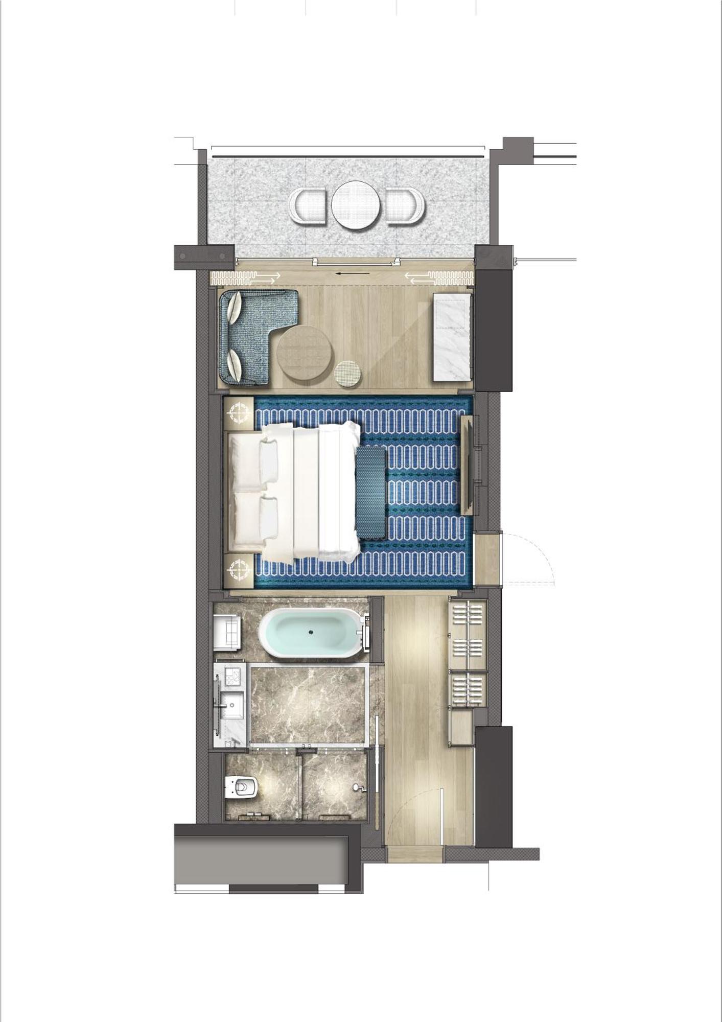 City Of Dreams Mediterranean - Integrated Resort, Casino & Entertainment ليماسول المظهر الخارجي الصورة Floorplan of a typical room