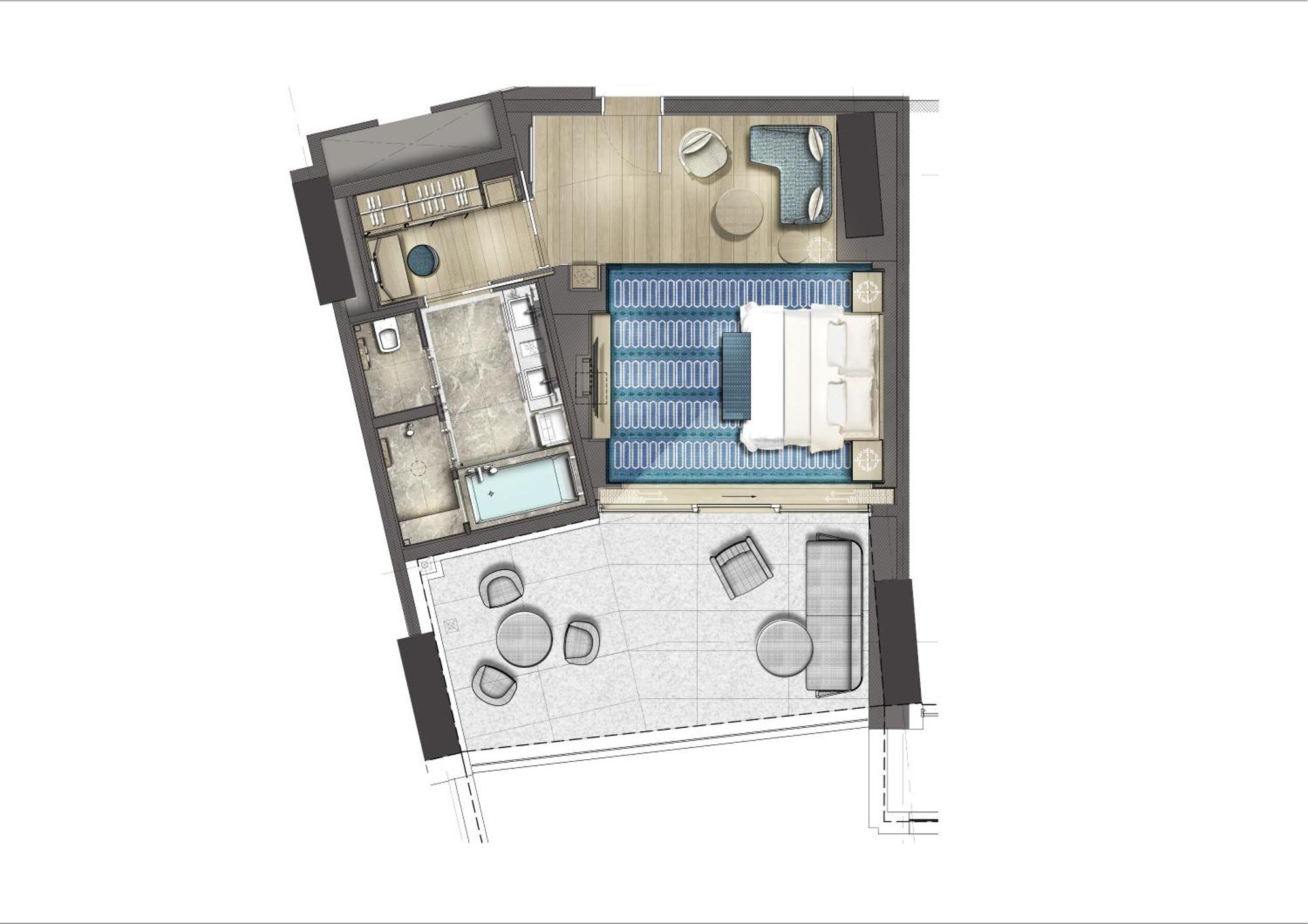 City Of Dreams Mediterranean - Integrated Resort, Casino & Entertainment ليماسول الغرفة الصورة Floorplan of a typical apartment